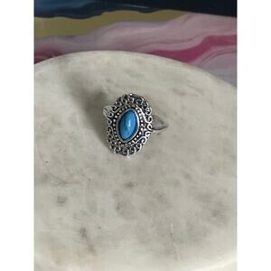 4.5 Silver Red synthetic gem Ring